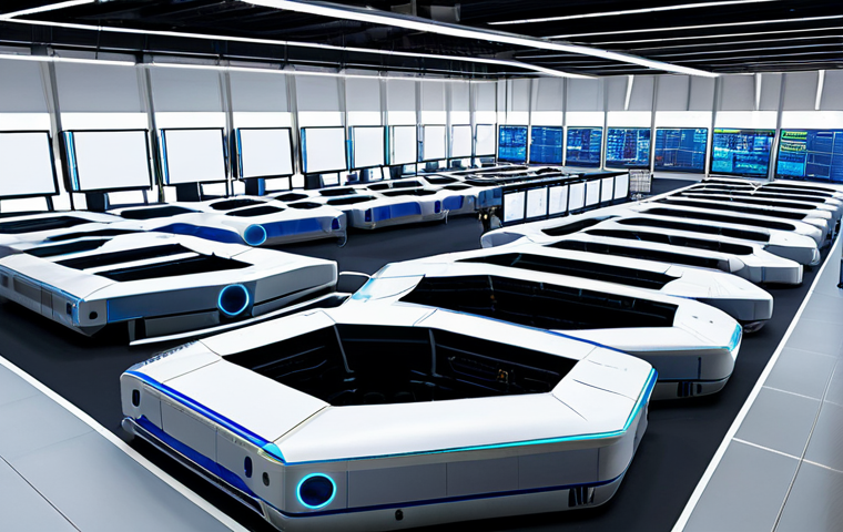 A diverse team of professional logistics engineers and data analysts in a modern, automated logistics hub. They are fully clothed in modest business attire, gathered around large, transparent screens displaying real-time supply chain data, predictive analytics, and optimized routes. Autonomous guided vehicles (AGVs) are visible moving efficiently in the background, alongside automated sorting systems. The scene conveys innovation, collaboration, and high-tech efficiency. Perfect anatomy, correct proportions, natural poses, well-formed hands, proper finger count, natural body proportions. Safe for work, appropriate content, professional, family-friendly. High-resolution, professional photography.
