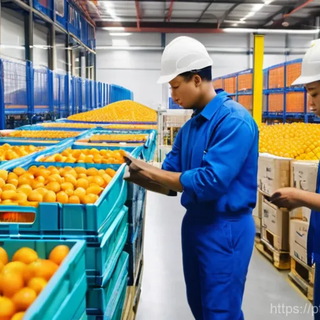 물류기술사와 콜드체인 물류 운영 사례 - **Prompt:** A bustling, brightly lit, and meticulously organized cold chain logistics warehouse. Div...