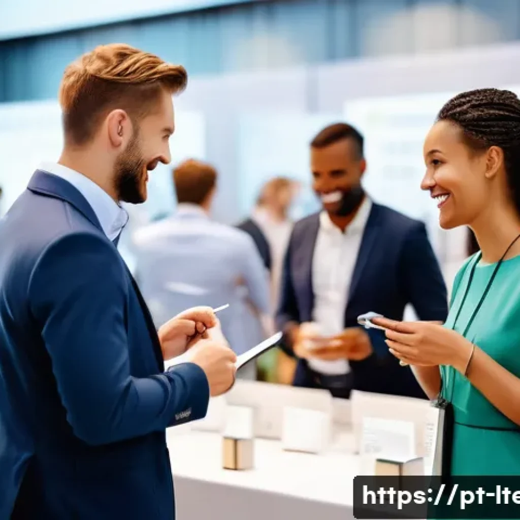 물류기술사 취득 후 네트워킹 전략 - A professional networking event focused on logistics, showing a diverse group of business people in ...