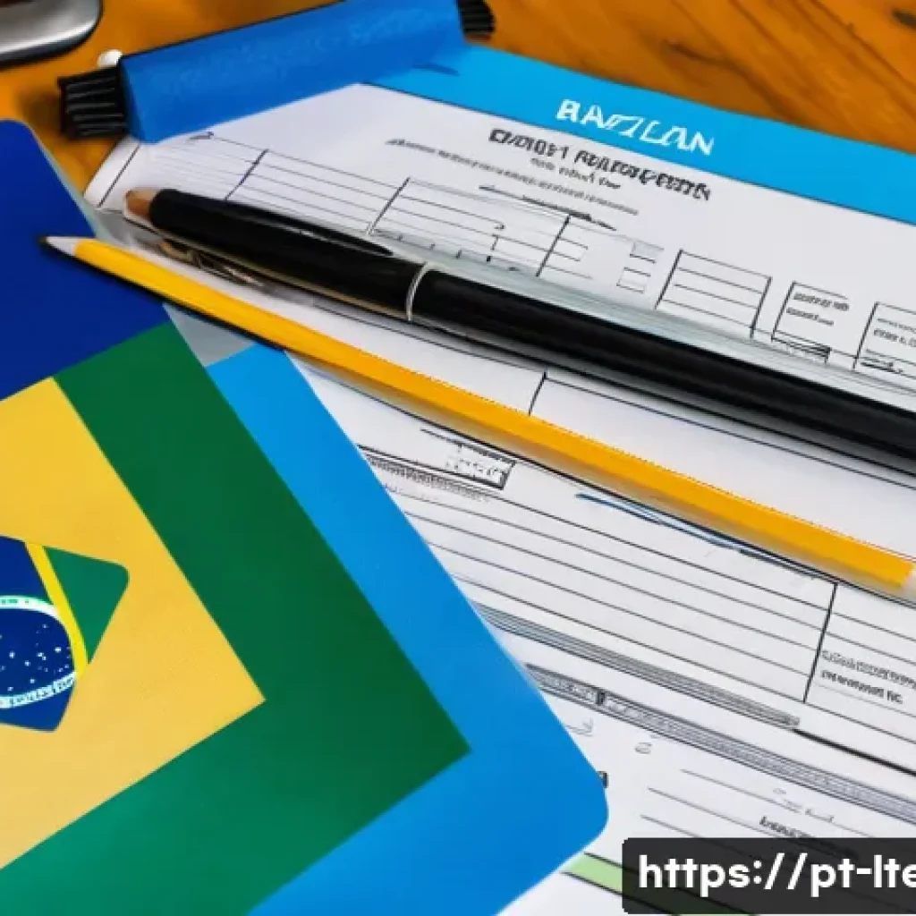 물류기술사 실기시험 준비물 체크리스트 - A neatly organized study desk set up for a Brazilian logistics exam candidate, featuring official id...