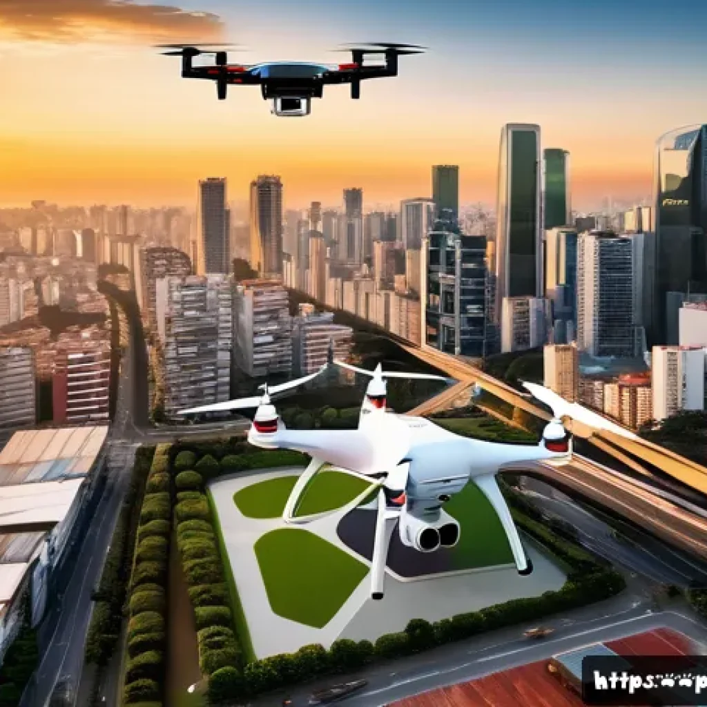 물류기술사 자격증과 드론 물류의 활용 - A futuristic Brazilian urban scene showcasing advanced delivery drones flying over S&atilde;o Paulo&rsquo;s skyli...