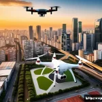 물류기술사 자격증과 드론 물류의 활용 - A futuristic Brazilian urban scene showcasing advanced delivery drones flying over S&atilde;o Paulo&rsquo;s skyli...