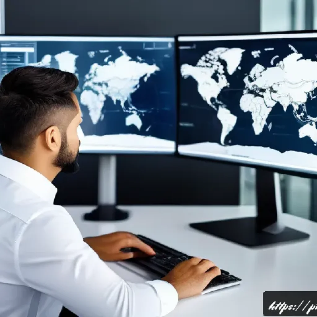 물류기술사 자격증과 물류 계약 관리 - A professional logistics manager in a modern office environment, analyzing detailed digital maps and...