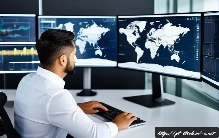 물류기술사 자격증과 물류 계약 관리 - A professional logistics manager in a modern office environment, analyzing detailed digital maps and...