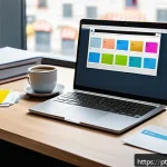 물류기술사 업무 일지 작성법 - A detailed office workspace scene showing a logistics manager&rsquo;s desk with a digital task management ...