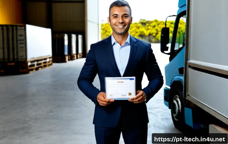 물류기술사 자격증 이직 성공 사례 - Photorealistic career-transition success scene in São Paulo, Brazil: confident Brazilian logistics p...